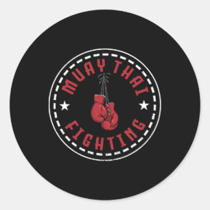 Adesivo Redondo Ótimo Design de Luta de Muay Thai Kickboxer Mma Tr