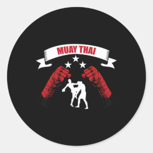 Adesivo Redondo Ótimo Design de Luta de Muay Thai Treinamento de M