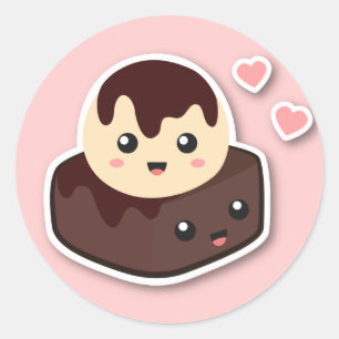 Adesivo Redondo Ótimo par de Sorvete de Baunilha e Brownie