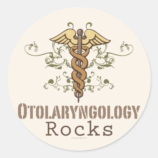 Adesivo Redondo Otolaringologia Rocks Caduceus Stickers (Frente)