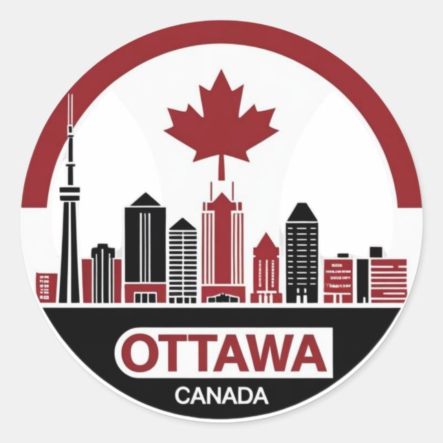 Adesivo Redondo Ottawa Canada skyline Sticker (Frente)