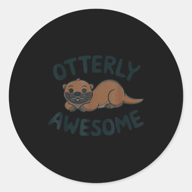 Adesivo Redondo Otter In A Cket Funny Otter Pajamas Sea Otter Cost (Frente)