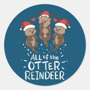 Adesivo Redondo Otter Reindeer Deer Natal Xmas Presente