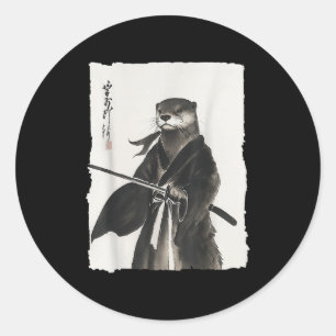 Adesivo Redondo Otter Samurai Janpanese Vintage Warrior Art Anime