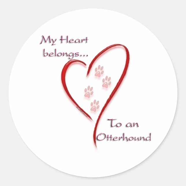 Adesivo Redondo Otterhound Hearts Pertence (Frente)