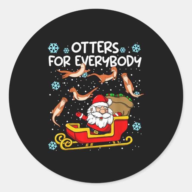Adesivo Redondo Otters For Everybody Santa Funny Christmas Otter  (Frente)