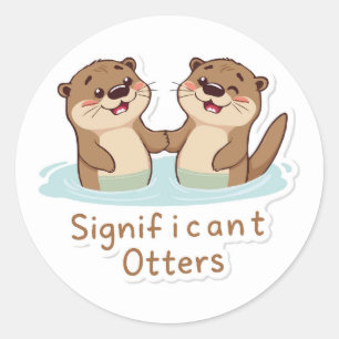 Adesivo Redondo Otters Significativos - Nadação