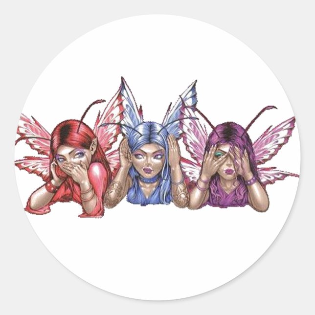 Adesivo Redondo Ouça, Fale, Veja Sem Mau (Frente)