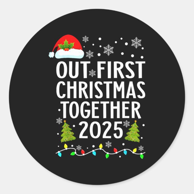 Adesivo Redondo Our First Christmas Together 2025 Matching Christm (Frente)