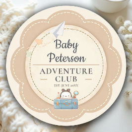 Adesivo Redondo Our Greatest Adventure Neutral Cute Baby Shower