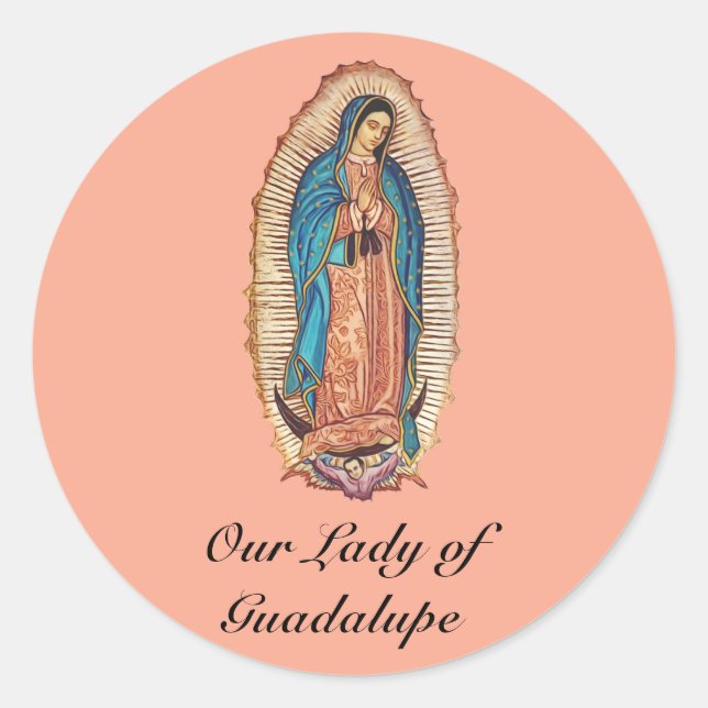 Adesivo Redondo Our Lady of Guadalupe Miraculous Tilma Fine Art (Frente)
