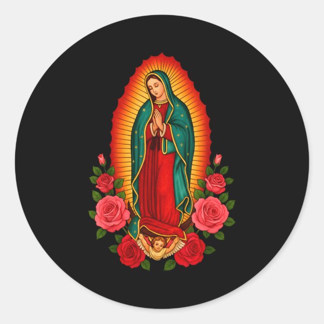 Adesivo Redondo Our Lady Virgen De Guadalupe Saint Virgin Mary - C (Frente)
