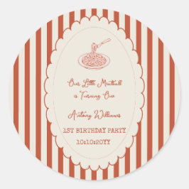 Adesivo Redondo Our little meatball is turning one 1st Birthday 