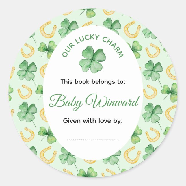 Adesivo Redondo Our Lucky Charm St Patrick's Baby Shower (Frente)