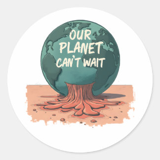 Adesivo Redondo Our Planet Can’t Wait – Climate Action