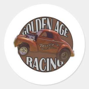 Adesivo Redondo Ouro Age Willys Gasser Drag Racing Patina