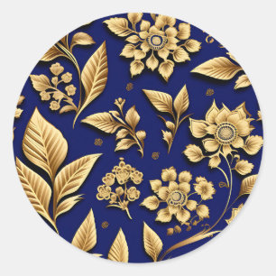 Adesivo Redondo Ouro Amaranth no Royal Blue