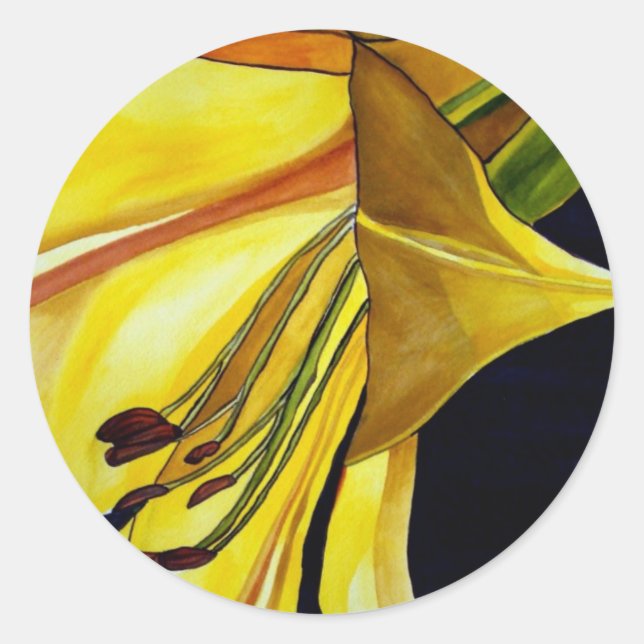 Adesivo Redondo Ouro Amarelo Esplendor Lily Arte original (Frente)