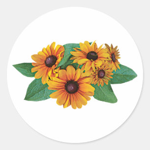 Adesivo Redondo Ouro Amarelo Gerbera Daisies