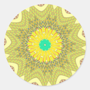 Adesivo Redondo Ouro Amarelo - Padrão tribal africano