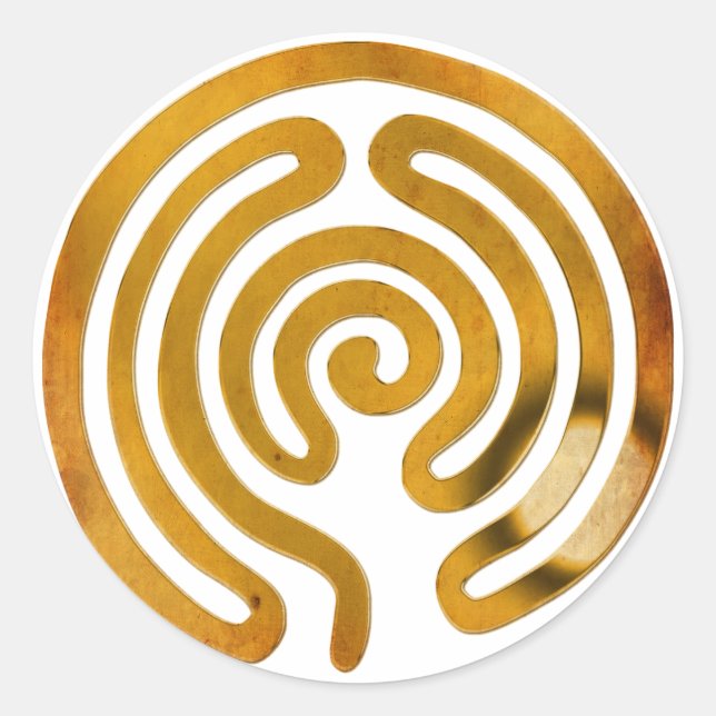 Adesivo Redondo ouro antigo labirinto | faça seu próprio histórico (Frente)