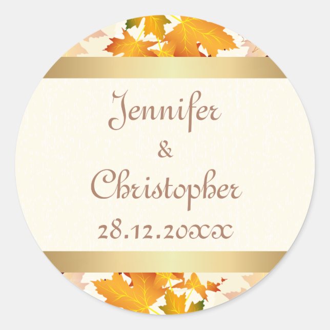 Adesivo Redondo Ouro Autumn Deixa Casamento (Frente)