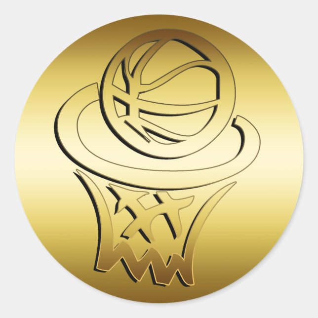 ADESIVO REDONDO OURO BASKETBALL HOOP (Frente)