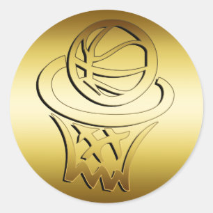 ADESIVO REDONDO OURO BASKETBALL HOOP