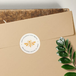 Adesivo Redondo Ouro Bee Watercolor Return Address Sticker
