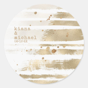 Adesivo Redondo Ouro Brush Stroke Stripes Wedding ID655