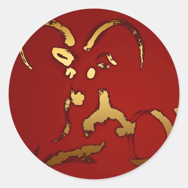 Adesivo Redondo Ouro Caprino Chinês Vietnamita Ano Novo S (Frente)
