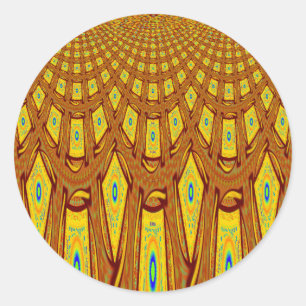 Adesivo Redondo Ouro Castanho-Africano Vetor Tribal