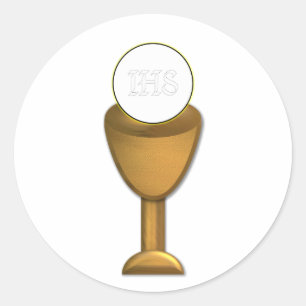 Adesivo Redondo Ouro Chalice e Anfitrião - Comunidade Santa