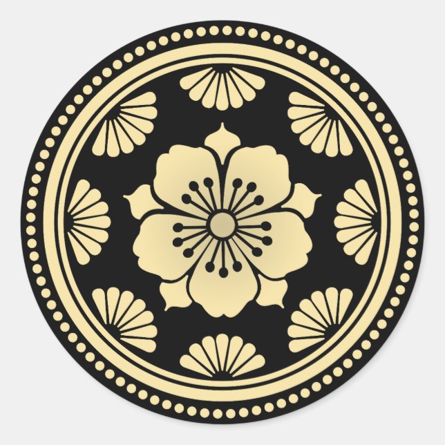 Adesivo Redondo Ouro Cherry Blossom (Frente)