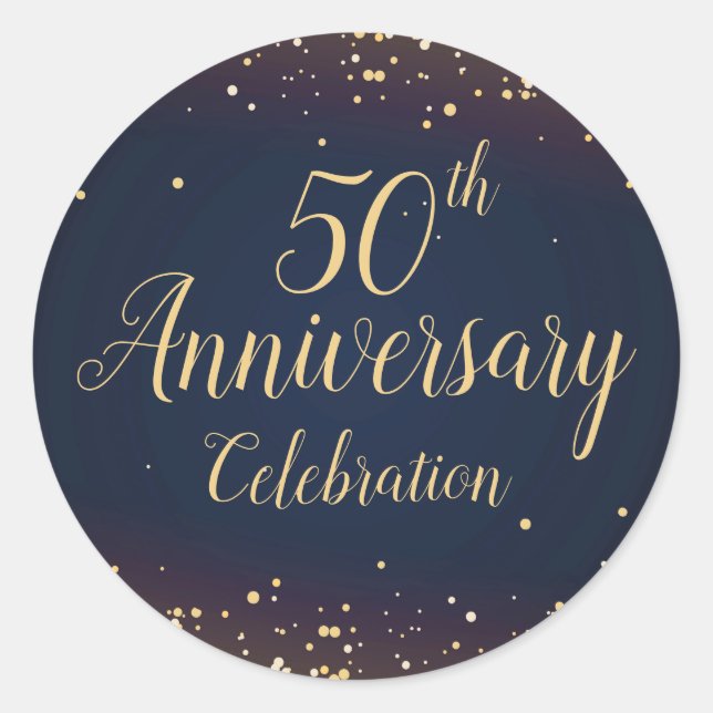 Adesivo Redondo Ouro Confetti 50º Aniversário (Frente)