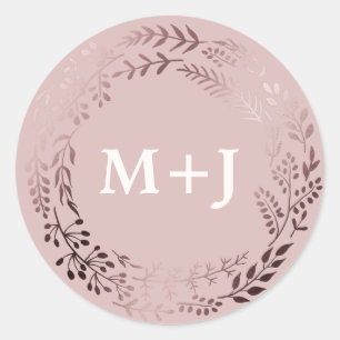 Adesivo Redondo Ouro cor-de-rosa elegante e selos cor-de-rosa do