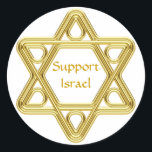 Adesivo Redondo Ouro da estrela de David<br><div class="desc">Mostre seu orgulho em sua herança judaica e em seu apoio de Israel com este design estilizado do ouro da estrela de David. Este design é inteiramente customizável adiciona sua própria cor do fundo e muda o texto.</div>
