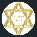 Adesivo Redondo Ouro da estrela de David<br><div class="desc">Mostre seu orgulho em sua herança judaica e em seu apoio de Israel com este design estilizado do ouro da estrela de David. Este design é inteiramente customizável adiciona sua própria cor do fundo e muda o texto.</div>