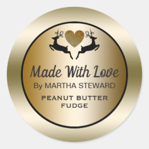 Adesivo Redondo Ouro da rena do cozimento do feriado feito com