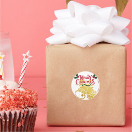 Adesivo Redondo Ouro de Feliz Natal Personalizado pequeno