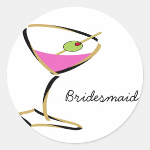 Adesivo Redondo ouro de martini do divertimento