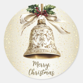 Adesivo Redondo Ouro de Natal Shiny Stars Green Folhas