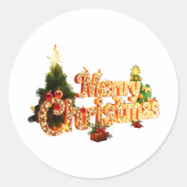 Adesivo Redondo Ouro de Natal Sparkle - Árvore Festiva