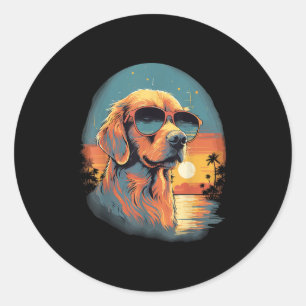 Adesivo Redondo Ouro de Vintage Beach Tropical Summer Vacsing