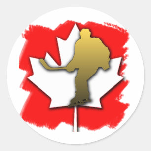 Adesivo Redondo Ouro do hóquei de Canadá