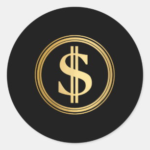 Adesivo Redondo Ouro Dollar Sign D.o.g., 4 De Julho Trump 47 R