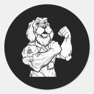 Adesivo Redondo Ouro Doodle Biceps Tatuagem - Cachorro Raça Pet I