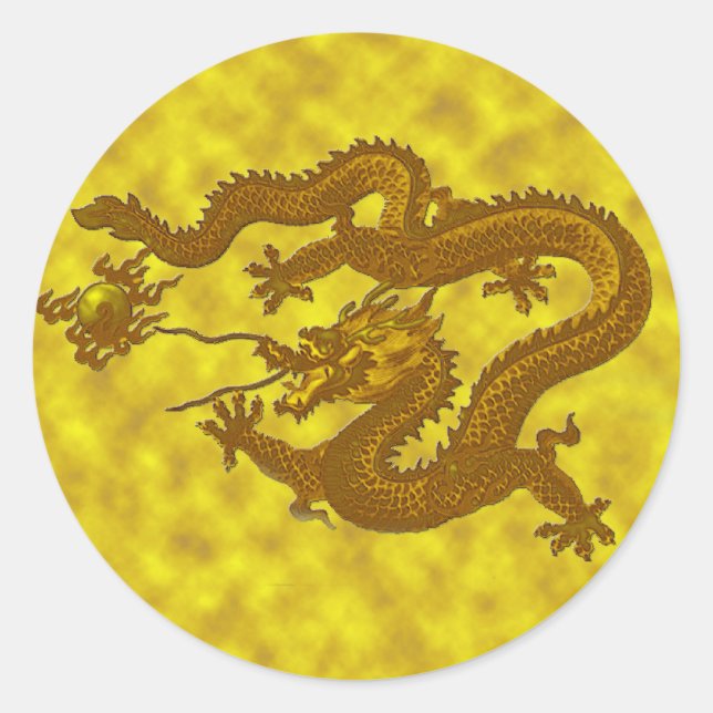 Adesivo Redondo Ouro Dragon Coin Sticker #2 (Frente)