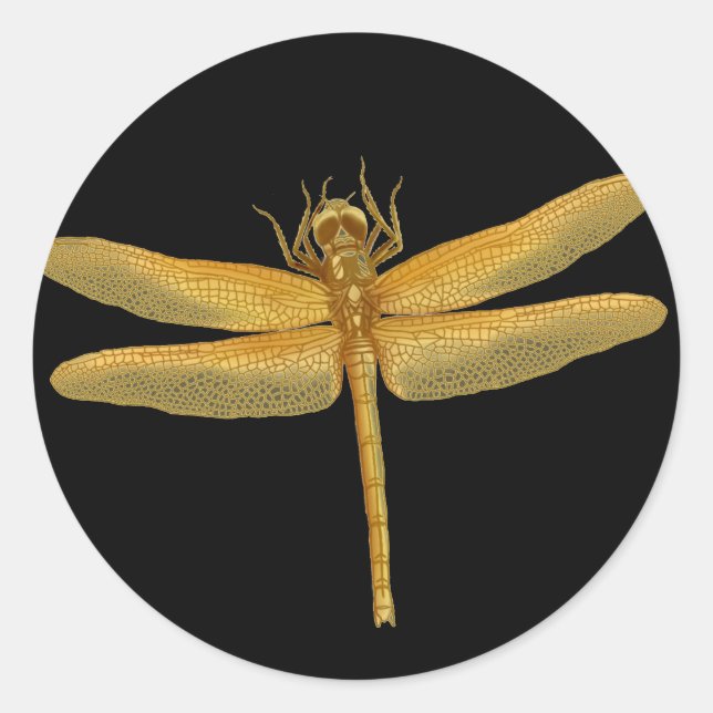 Adesivo Redondo Ouro Dragonfly Sticker (Frente)
