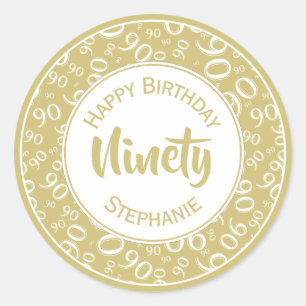 Adesivo Redondo ouro e branco do teste padrão do número do